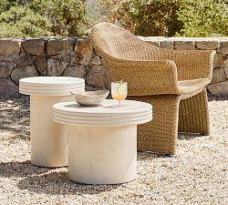 Champman Concrete Round Nesting Outdoor End Tables, Set of 2