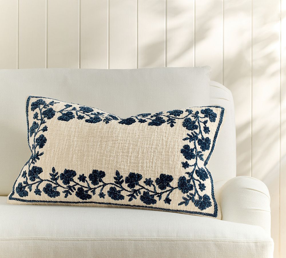 Emilie Chenille Floral Lumbar Pillow Cover