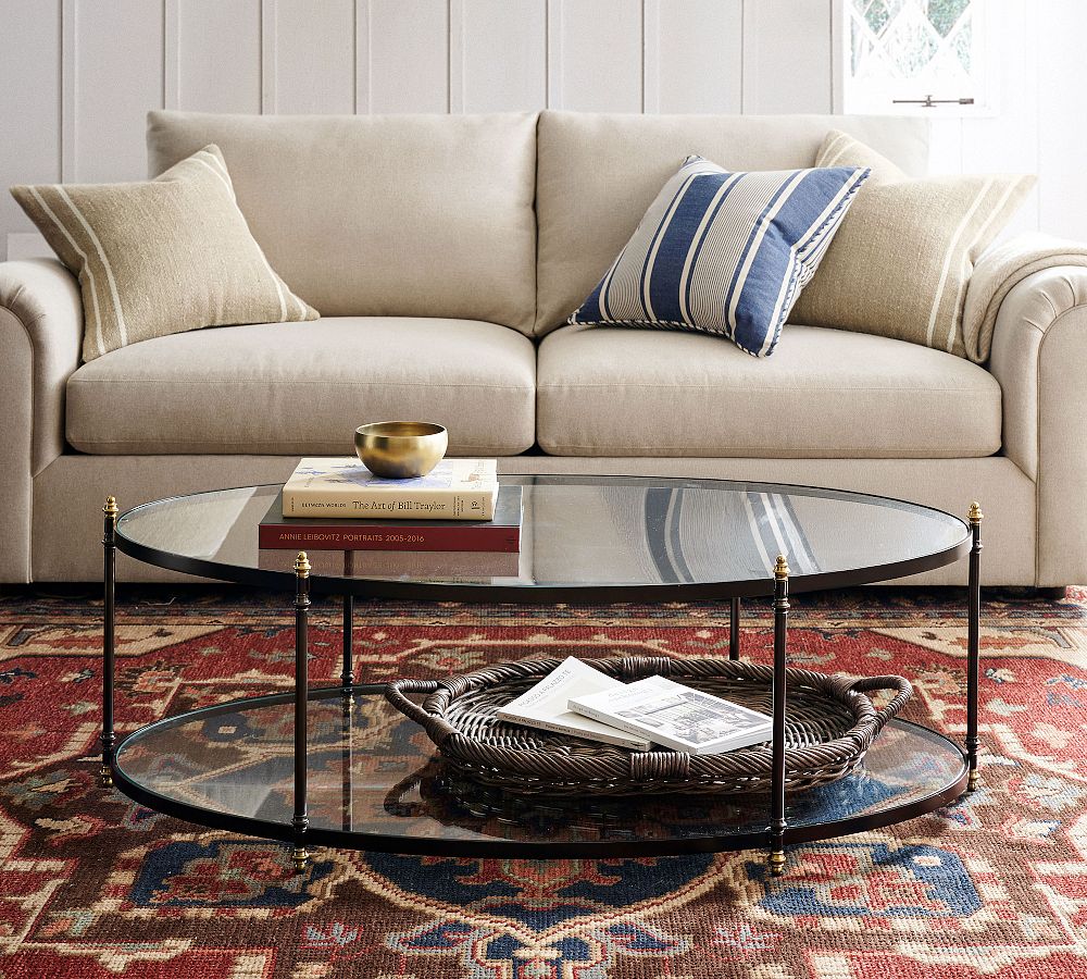 Marlette Oval Glass Coffee Table (51.5") by Pottery Barn