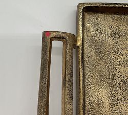 Open Box: Antiqued Metal Decorative Tray, Small Rectangle (11"Diam) - Gold