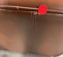 Open Box: Pearce Roll Arm Leather Left Loveseat - Burnished Saddle