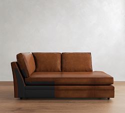 Open Box: Pearce Roll Arm Leather Right Return Bumper - Burnished Saddle, Espresso