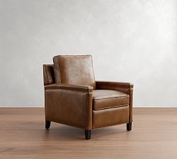 Open Box: Tyler Square Arm Manual Recliner without Nailheads (38") - Vintage Caramel, Espresso