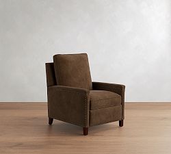 Open Box: Tyler Square Arm Tall Manual Recliner with Nailheads (41") - Gravel Chocolate, Espresso