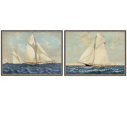 Antique Yachts Framed Canvas Print