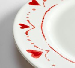 Painted Hearts Stoneware Salad Plates - Mixed Set of 4