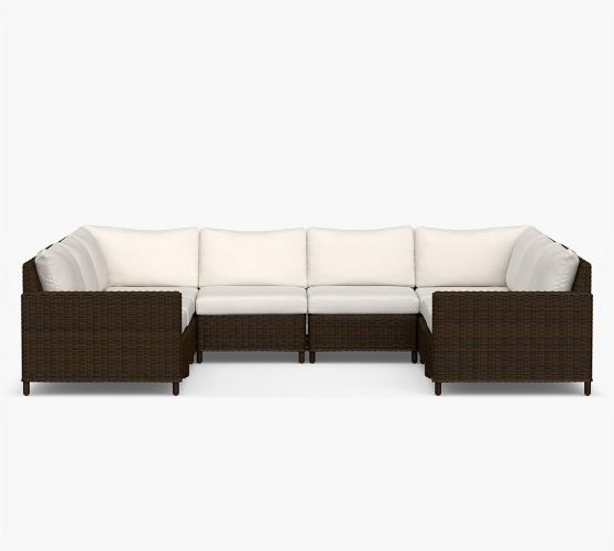 Torrey Wicker Square Arm 8-Piece U-Shaped Sectional (131") by Pottery Barn