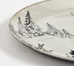 Rustic Forest Stoneware Oval Platter