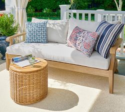 Westport Wicker Round Storage Outdoor Side Table (19")