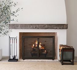 Industrial 44" Fireplace Screen with Doors
