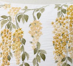Wisteria Floral Embroidered Pillow Cover