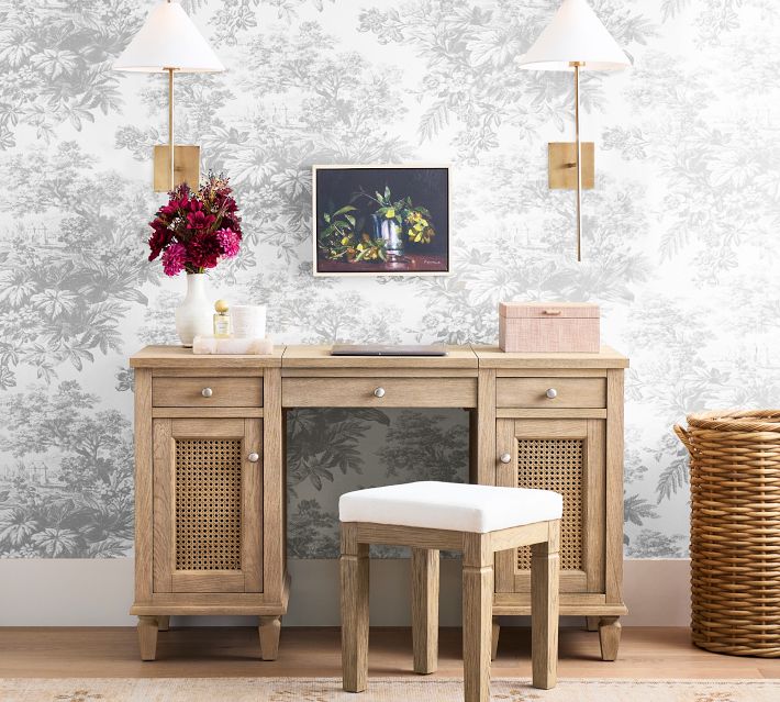 makeup dresser SUGIFT Vanity Desk with Mirror 7 Drawer Makeup Vanity Table with LED  Lights, White