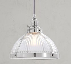 Industrial Ribbed Glass Cord Pendant (8"-12")