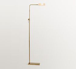 Open Box: Sherman Alabaster Adjustable Task Floor Lamp (53") - Vintage Brass