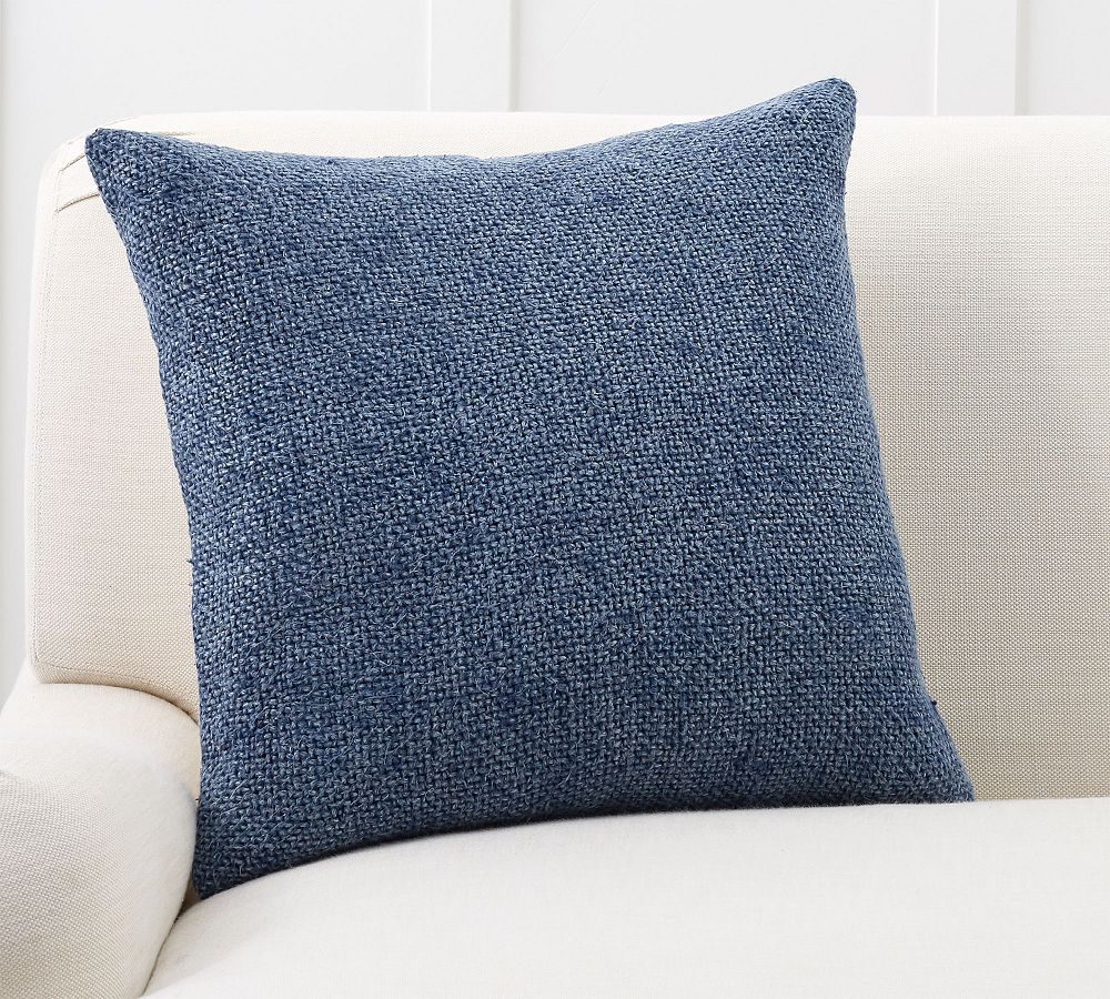 Faye Linen Textured Pillow Cover - 20", Stormy Blue