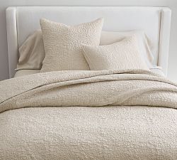 Open Box: Belgian Flax Linen Floral Stitch Quilt, Twin - Flax