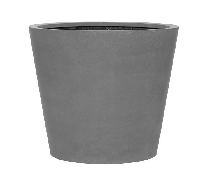 Outdoor Handcrafted Lightweight Fiber Stone Tapered Cylinder Planter, 24" - Gray | Pottery Barn