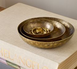 Antique Brass Stacking Decorative Bowls - Set of 3