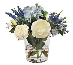 Faux Hydrangea &amp; Rose Mixed Blueberry Composed Arrangement