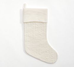 Open Box: Channel Quilted Velvet Stocking, Medium - Ivory