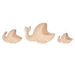Decorative Woven Whale Baskets, Set of 3