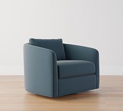 Open Box: Remmy Upholstered Swivel Armchair (39"), Individual - Rustic Chenille Slate