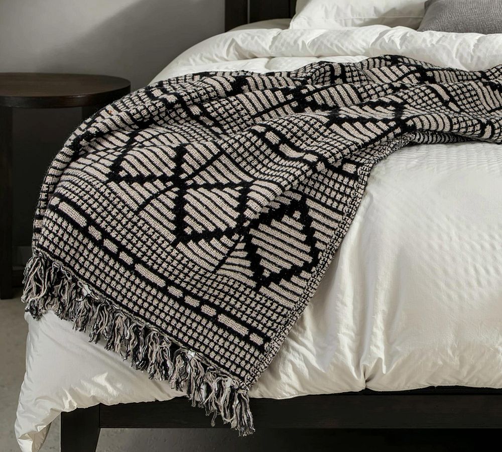 Ginni Diamond Pattern Fringe Throw by Pottery Barn