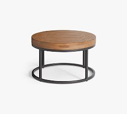 Open Box: Malcolm Round Nesting Coffee Table (25" Diam.) - Glazed Pine, Brushed Gray