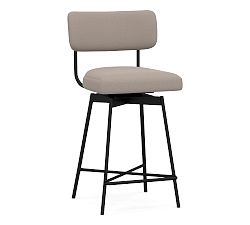 Open Box: Maison Upholstered Swivel Counter Stool (25"H) - Performance Everydayvelvet™ Carbon, Bronze Finish