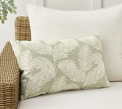 Open Box: Sylvie Palm Outdoor Performance Lumbar Pillow, 16" x 24" - Fern