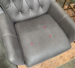 Open Box: Wells Leather Armchair, Polyester Wrapped Cushions - Mason Pebble Graphite, Drifted Black Legs