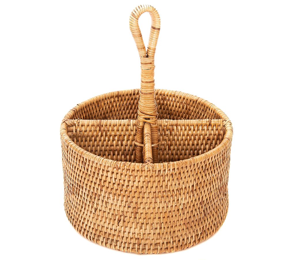 Tava Handwoven Rattan Round Flatware Caddy
