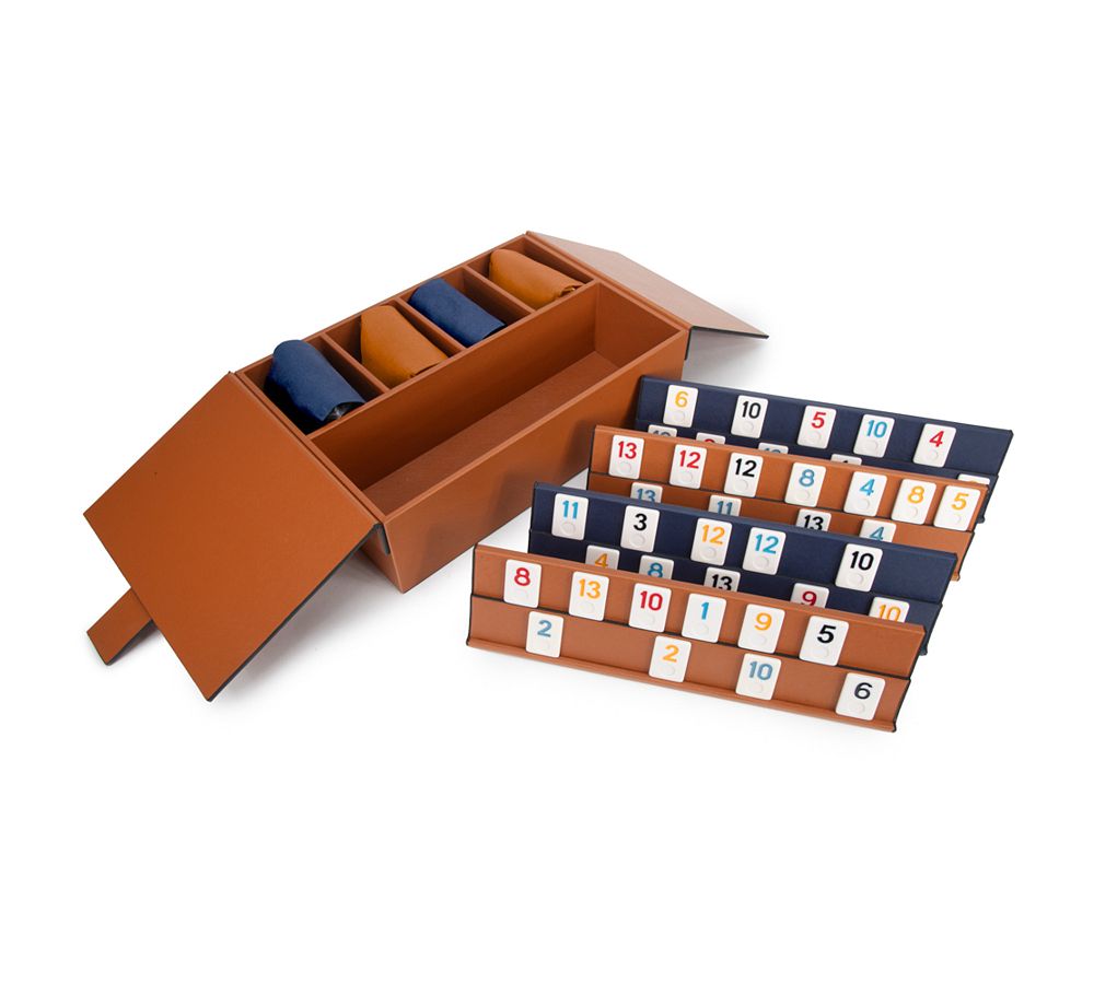 Channing Vegan Leather Rummikub Set - Saddle