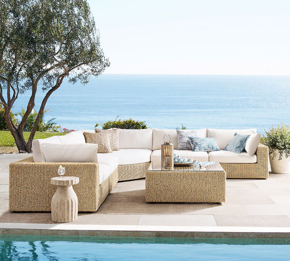 Kostas Wicker 5-Piece Outdoor Wedge Sectional (176") by Pottery Barn