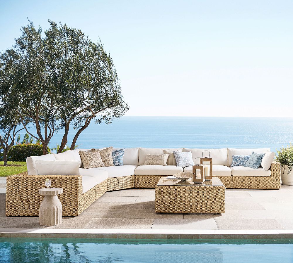 Kostas Wicker 6-Piece Outdoor Wedge Sectional (246") by Pottery Barn