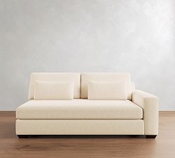 Open Box: Big Sur Square Arm Deep Seat Right Sofa with Bench Cushion - Performance Heathered Tweed Ivory, Espresso