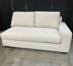 Open Box: Big Sur Square Arm Right Loveseat with Bench Cushion - Performance Heathered Basketweave Alabaster, Espresso
