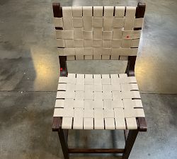 Open Box: Fenton Woven Leather Counter Stool (24") - Statesville Pebble, Coffee Bean