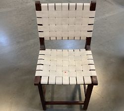 Open Box: Fenton Woven Leather Counter Stool (24") - Statesville Pebble, Coffee Bean