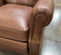 Open Box: Lansing Leather Swivel Recliner - Gravel Chocolate