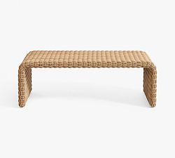 Open Box: Huntington Wicker Rectangular Waterfall Outdoor Coffee Table (49") - Natural