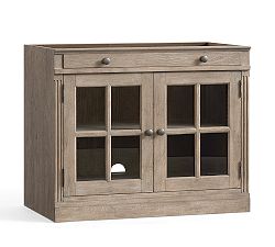 Open Box: Livingston Modular Glass Door Cabinet without Top (35") - Gray Wash