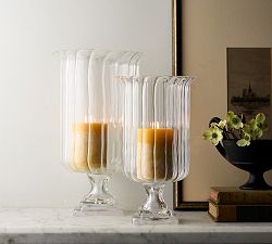 Fluted Glass Hurricane Candle Holder