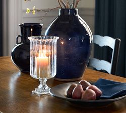 Fluted Glass Hurricane Candle Holder