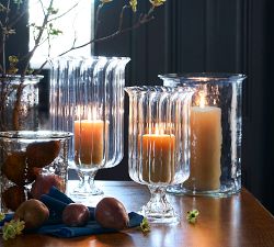 Fluted Glass Hurricane Candle Holder