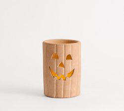Terracotta Jack O'Lantern Hurricane Candle Holder