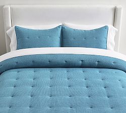 Open Box: European Flax Linen Tufted Waffle Comforter, Full/Queen - Riviera