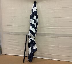 Open Box: 10' Rectangular Outdoor Patio Umbrella w/ Rustproof Aluminum Tilt Frame - Sunbrella®; Navy/White Stripe, Black