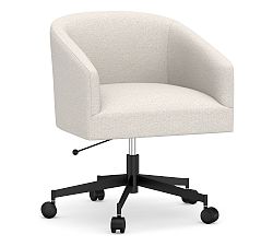 Open Box: Baldwin Upholstered Swivel Desk Chair, Performance Boucle Oatmeal