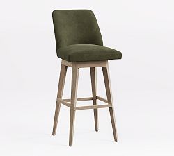Open Box: Layton Leather Swivel Bar Stool (31.5") - Keystone Moss, Seadrift